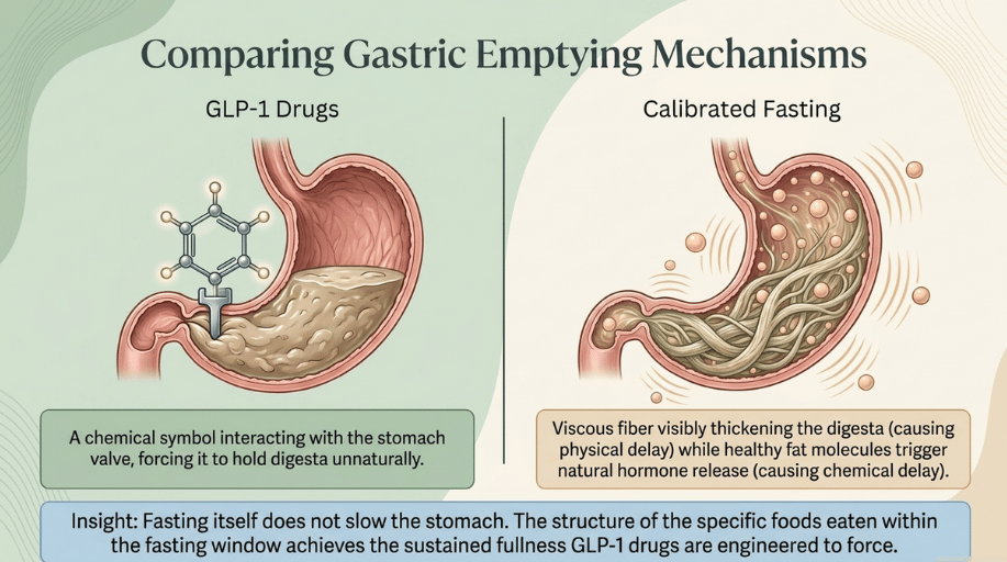 Comparing Gastric Emptying Mechanisms: GLP-1 Drugs vs Calibrated Fasting